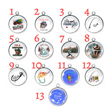Love of Fishing Glass Cabochon Charms