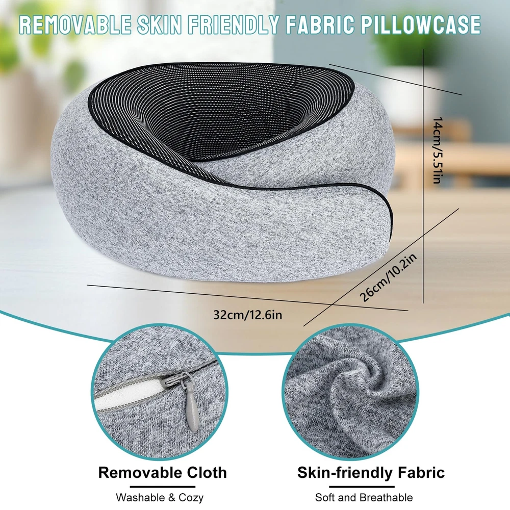 Memory Foam Travel Pillow for Airplanes with 360° Neck Support