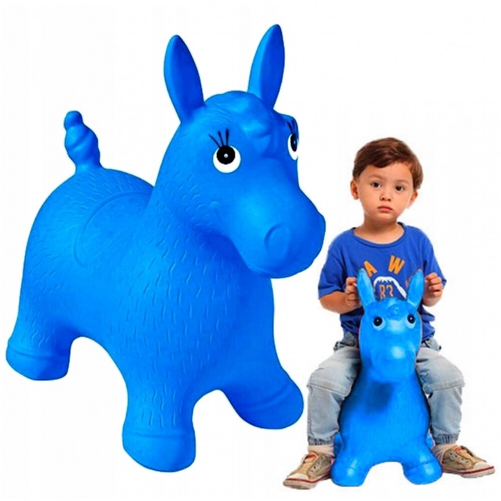 MalPlay Hüpftier Pony Blau Hüpfpferde Kinder inkl. Luftpumpe bis 40 kg ab 3Jahre
