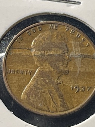 1937 Lincoln Wheat Penny No Mint Mark Laminate Error - Picture 3 of 3