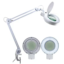 QO 5D Desk Table Clamp Magnifier 90 HQ LED Light Magnifying Glass Lens Diopter