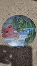 Hand Painted Saw - Red Barn with River Scene - Saw Measures 7 Inches