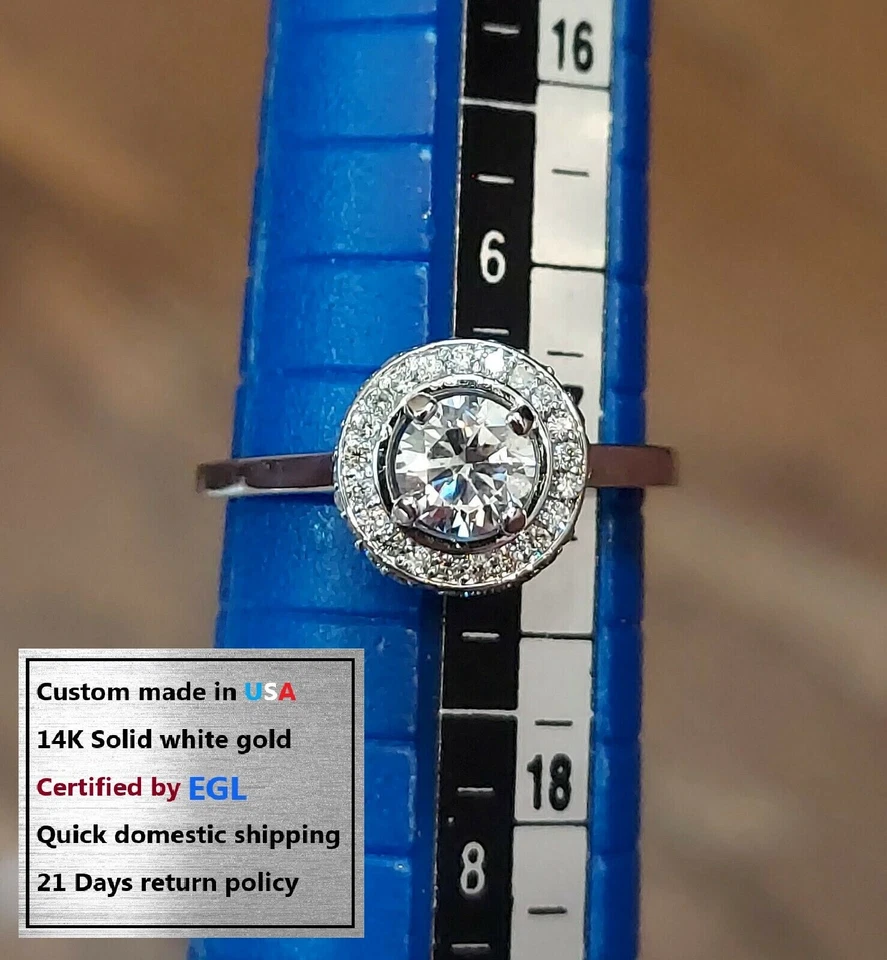 0.75 carat Natural diamond ring ,14k white gold, certified ring . Size 7 - Image 2 of 4