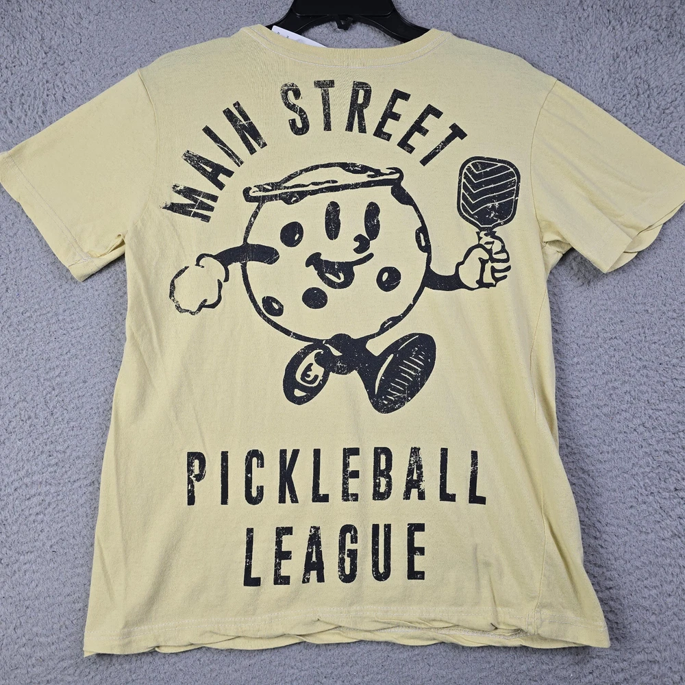 Pickleball League Shirt Mens Small Beige Main Street Casual Emoji NWT