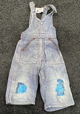 Vintage Lee Jeans Pella Dutchies Sanforized Overalls Kids Patched Denim Striped