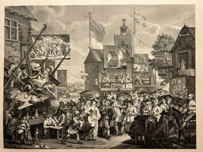 SOUTHWARK FAIR CARICATURE 1833 WILLIAM HOGARTH ANTIK STAHLSTICH ENGRAVING 59 - Bild 1 von 4