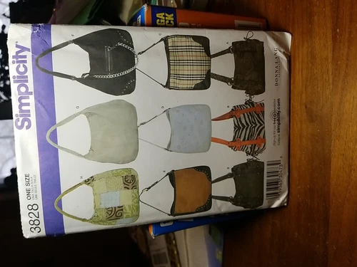 Simplicity 3828 Fabric Purse Hobo Bag Tote Shoulder Bag Handbag Uncut