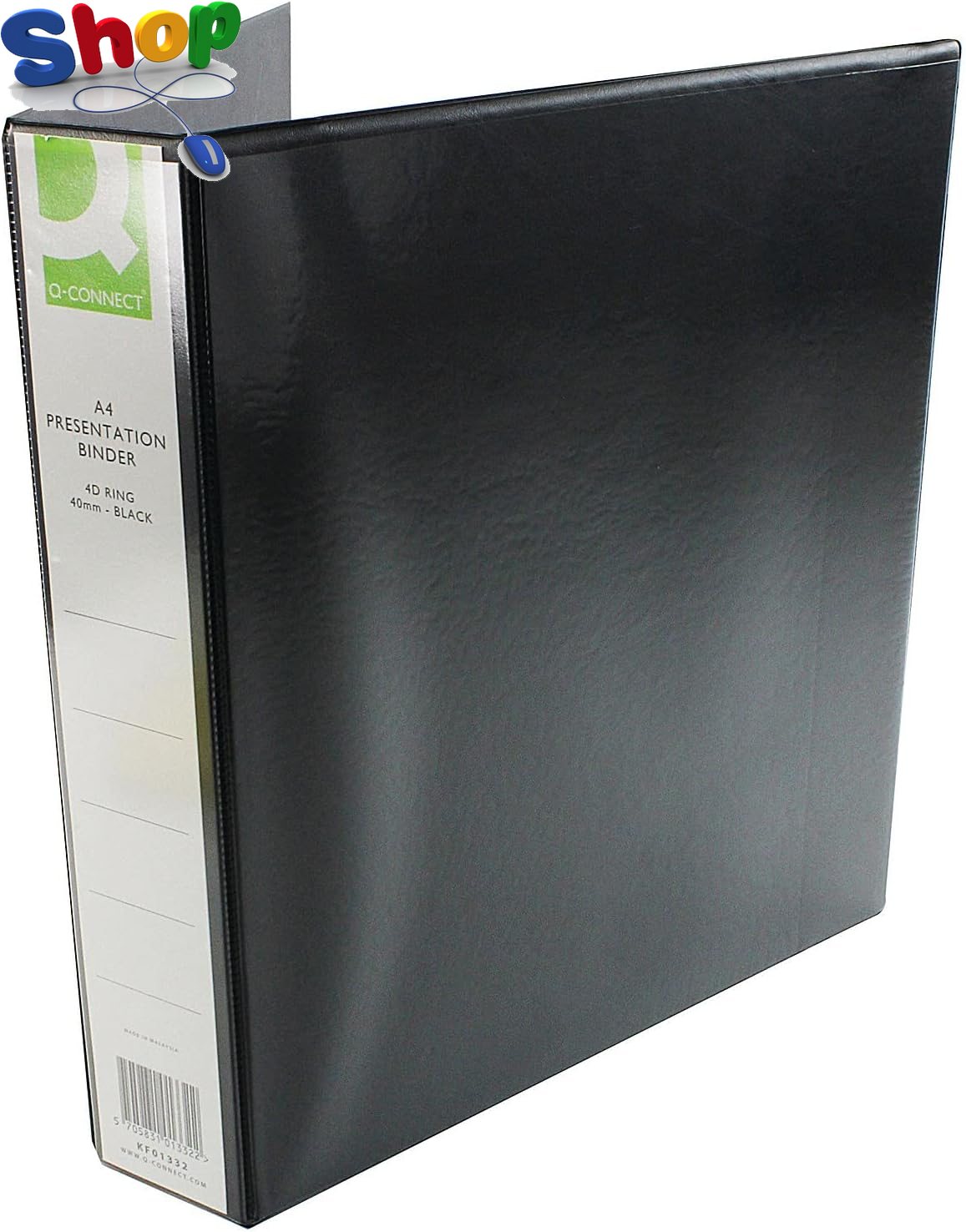 Q - Connect  40Mm  A4  Presentation  4D - Ring  Binder -  Black