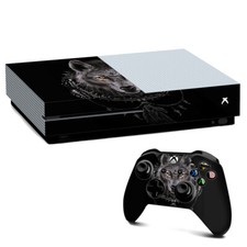 Xbox One S Console Skins Decal Wrap ONLY Wolf dreamcatcher back white