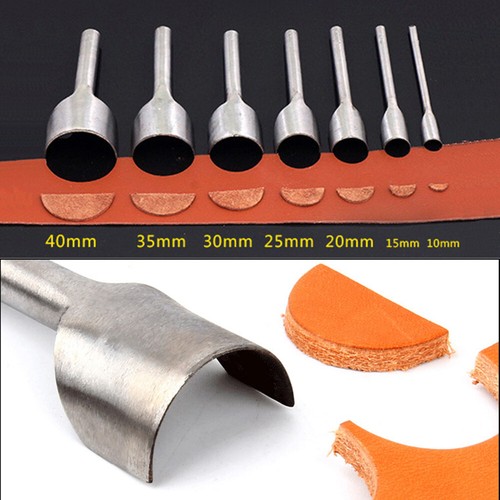 7pcs 10-40mm Leather Punch Half-round Cutting Tool Belt Edge Shape Cutter Kits - Picture 3 of 7