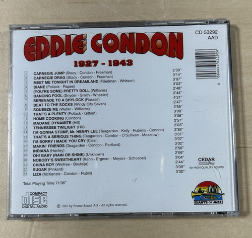 Eddie Condon 1927-1943 (CD) - Very Good/Free Shipping - Picture 2 of 2