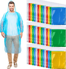 100 Pack of Adult Rain Ponchos with Hood Disposable Plastic Rain Ponchos Bulk Em