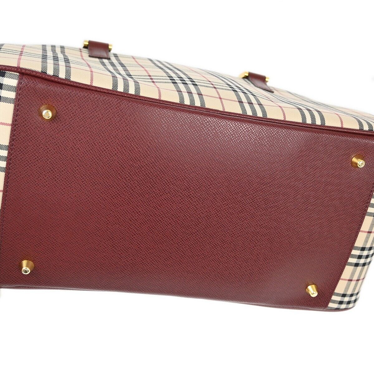 Burberry Beige Bordeaux Burberry Check 2way Handbag 152763 Burberry Beige Bordeaux Burberry Check 2way Handbag 152763