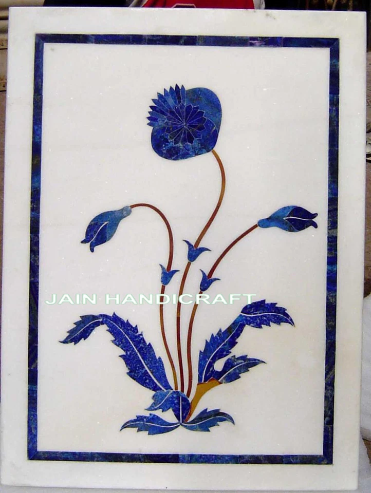 15''x12'' Marble Table Top Inlay wall decor coffee side lapis malachite room - Image 3 of 4