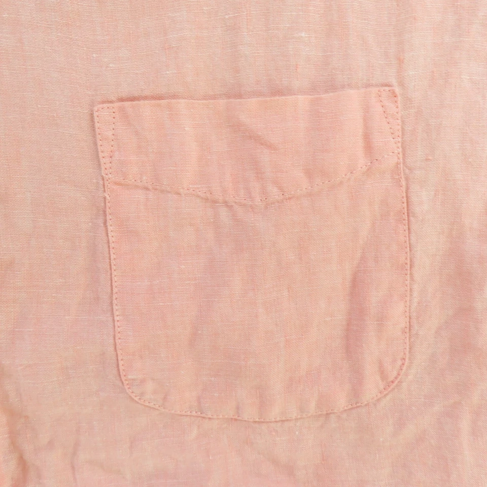 Lands End Shirt Mens XL Pink Short Sleeve Button Up Linen - Image 2 of 4