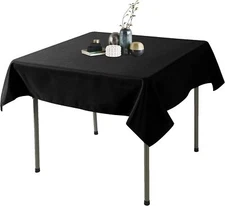 Ascoza 2pack 52x52 Inch Black Square in Polyester Fabric Tablecloth for Wedding,