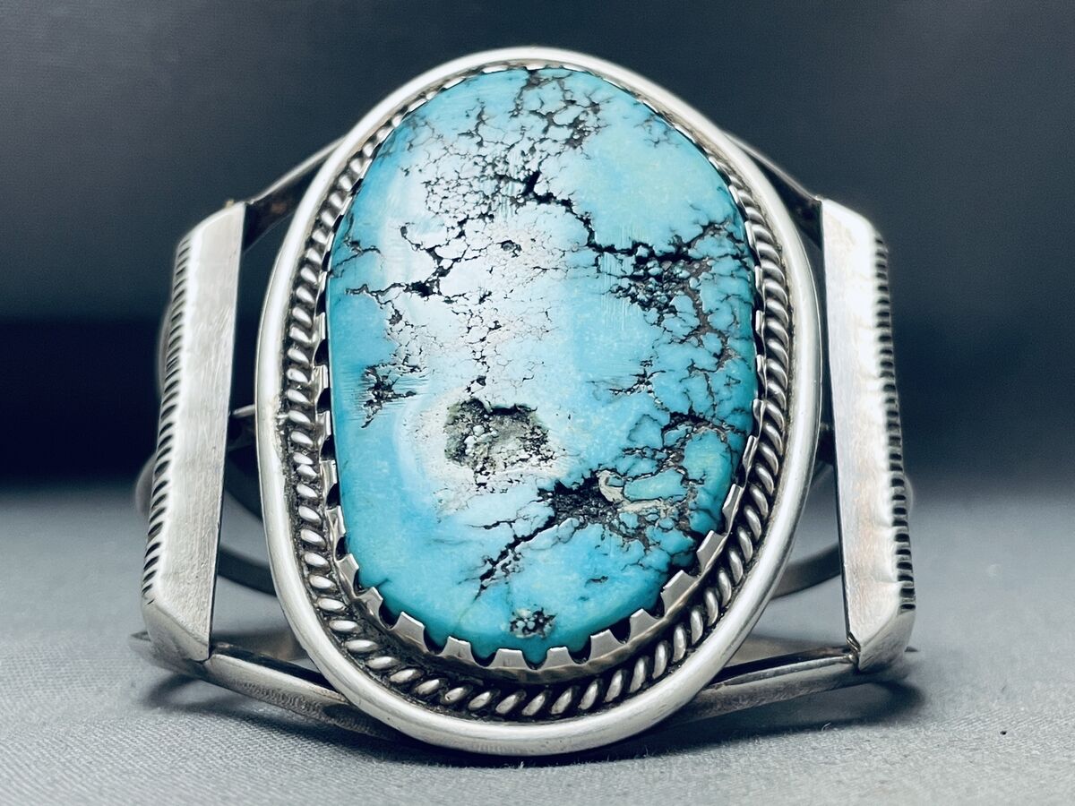 Thicker Vintage Native American Jewelry Navajo Sterling Silver Lone Mountain Turquoise Bracelet Thicker Vintage Native American Jewelry Navajo Sterling Silver Lone Mountain Turquoise Bracelet