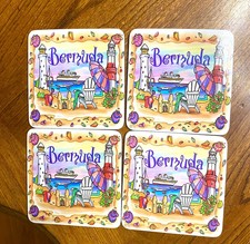 4 New coasters Bermuda unused. Cork Bright Be...