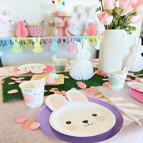 Easter Bunny Rabbit Paper Plates 8PCS Dessert Plates Party Supplie Tableware - Picture 4 of 5