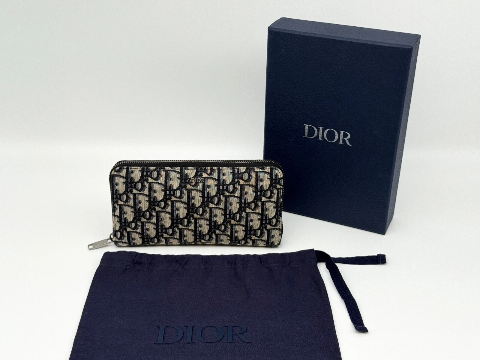 Portefeuille long zippé Dior beige oblique jacquard Christian Dior2ESBC252YSE H05E