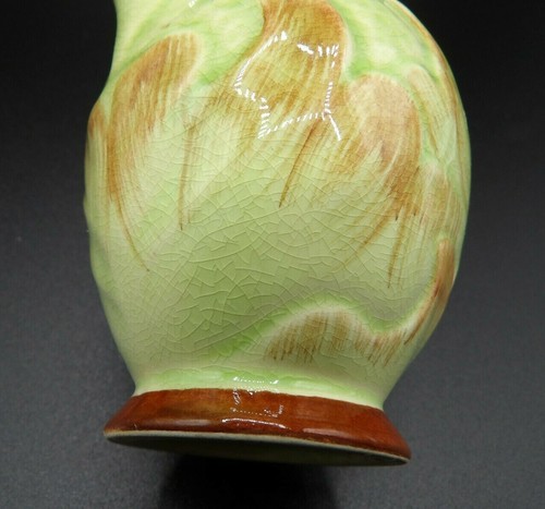 RARA ceramica sterling CREMA foglie di acanto sollevate Inghilterra 1940 verde marrone - Foto 10 di 11