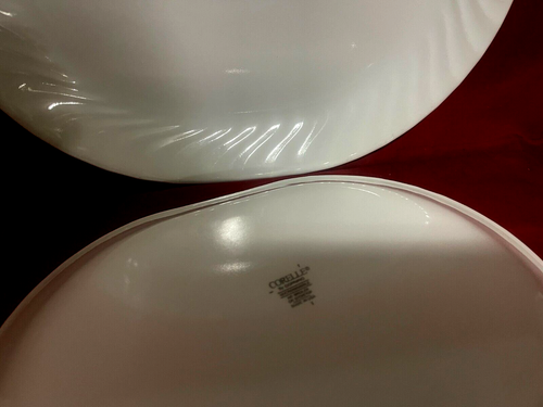 Corelle Enhancements Set Of 2 White Swirl Oval Serving Platters 12 1/4" x 9 3/4" - Picture 2 of 2