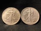1945 Walking Liberty Silver 1/2 Dollar Brilliant Uncirculated 2 Coin Lot
