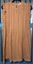 Madewell Eyelet Ruffle-Sleeve Pintuck Mini Dress Mulled Cider Size Medium NEW*