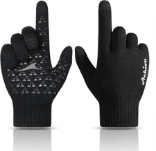 Achiou Winter Gloves, Glove for Men Women, Upgraded Touch Medium, Black 