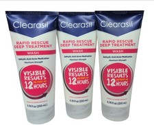 3 Pack Clearasil Rapid Rescue Deep Treatment Wash 6.78oz Each BB 3/2027