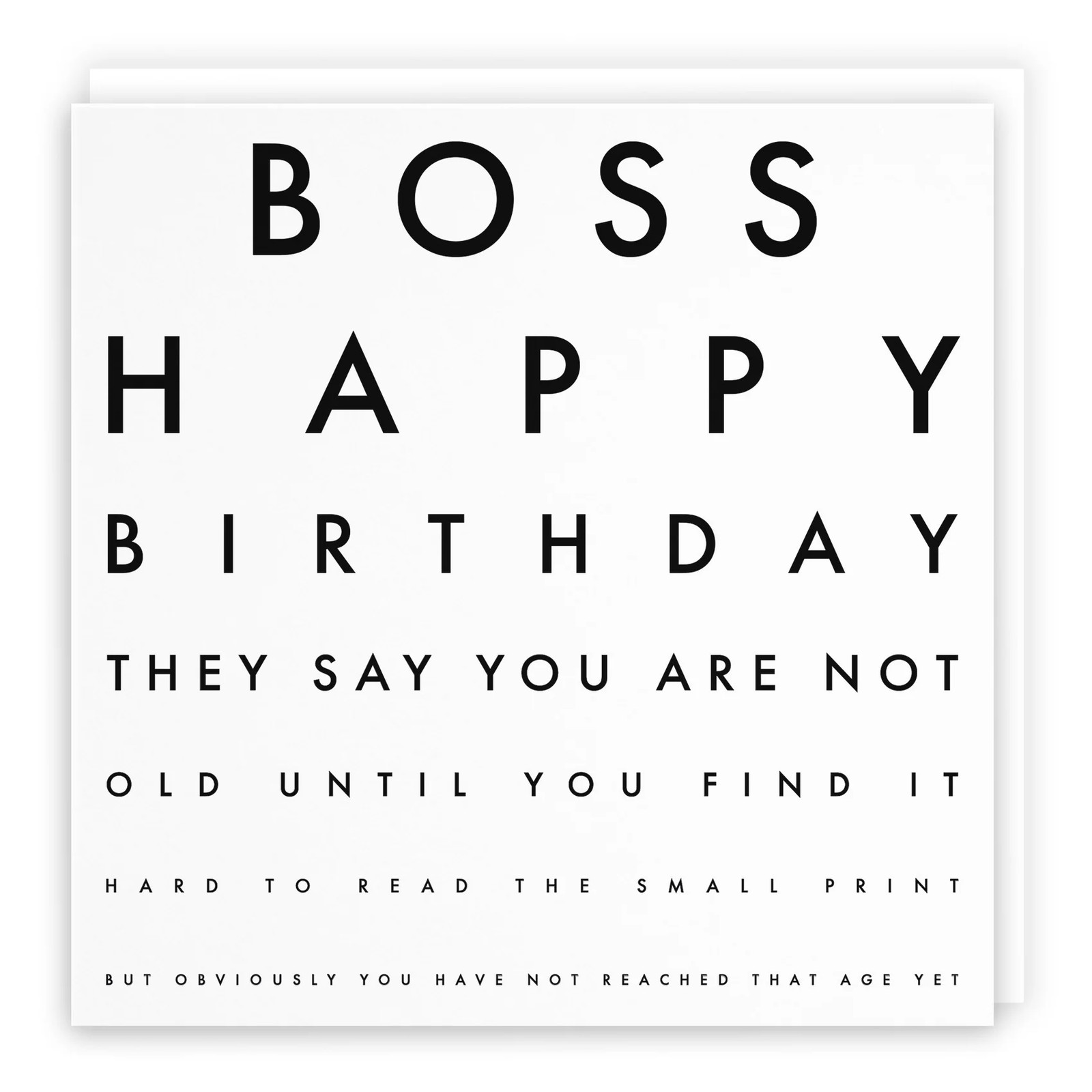 Boss Funny Eye Sight Birthday Card Letters