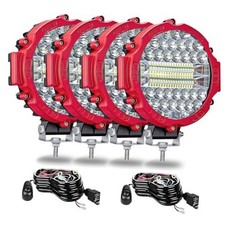 7 Inch Round Led Light Pod, 201W Round LED Offroad Lights 4PCS Red 2PCS Wiring