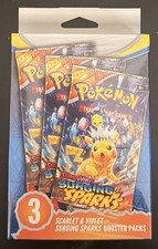 Pokémon Scarlet & Violet Surging Sparks Booster Pack Lot 3 Packs Pikachu