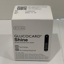 ARKRAY Glucocard Shine Blood Glucose 50 Test Strips Expires 11/7/2026 Never Open
