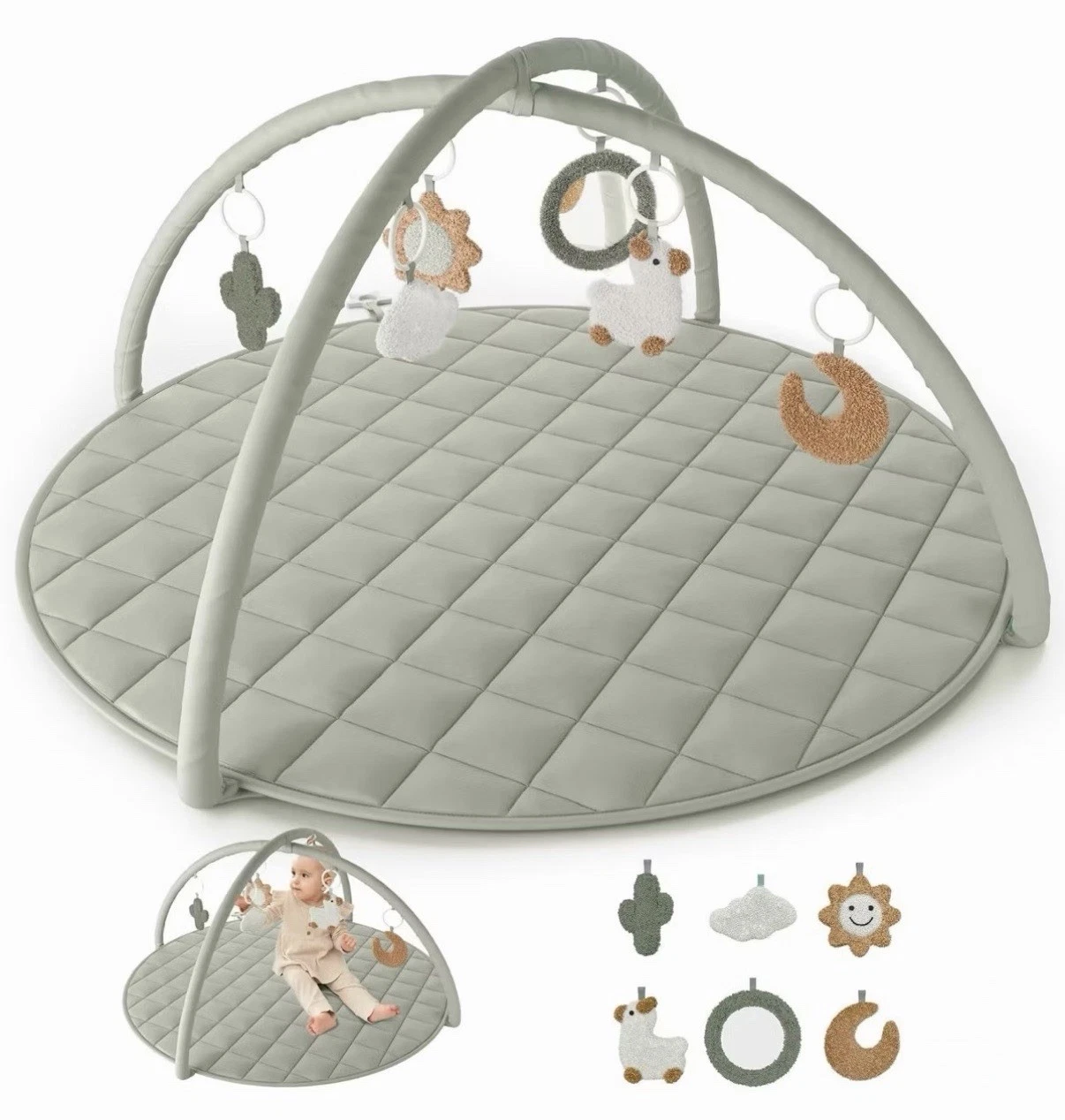 Beautiful Baby Play Gym and Tummy Time Mat - Soft Cotton Mat with 6 Cute Toys
Opens in a new window