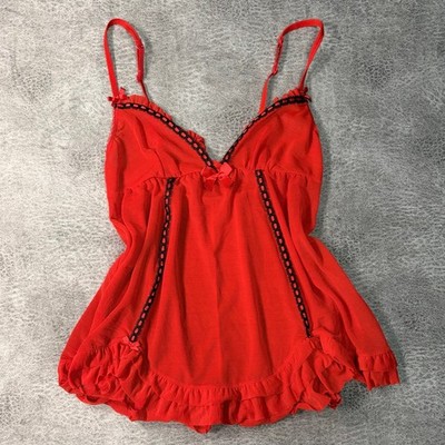 Red Lace Ruffled Babydoll Top