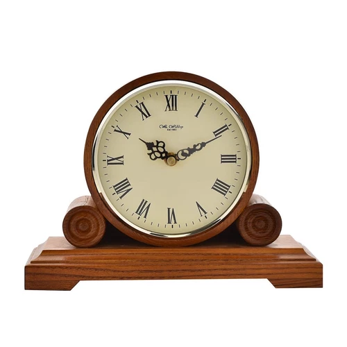 Widdop Walnut Wooden Scroll Design Mantel Clock Traditional Homeware Accessory