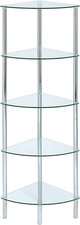 Corner Display Glass Unit 5 Tier Shelf Triangular Silver Clear