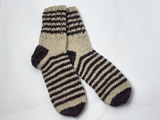 Hand-Knitted Wool Socks Thick Warm Winter Gray-Violet Made in Ukraine Handmade