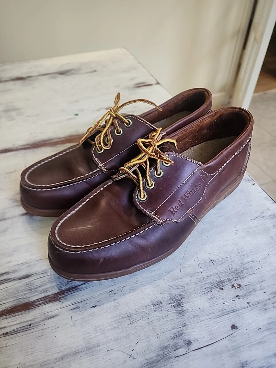 Vintage Red Wing Steel Toe Camp Moc Shoes 20235 USA Vibram Sole Brown 8.5 D
Opens in a new window or