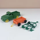 Marx Farm Set Green Truck & 3rd Series Farm Implements Wagon & Plow