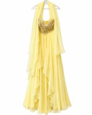 Sherri Hill Yellow Beaded Chiffon Evening Gown Size 0 – NWT – $360 Retail