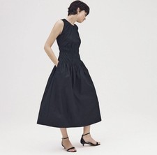 J. Crew Tall Smocked Poplin Dress Women LT Black Formal Modern Sophisticated NWT