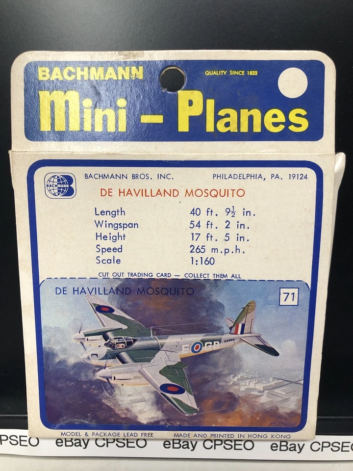 Miniaviones Bachmann De Havilland Mosquito DE COLECCIÓN #71 1:160 EN CAJA EN MUY BUENA CONDICIÓN leer Foto 2 de 4