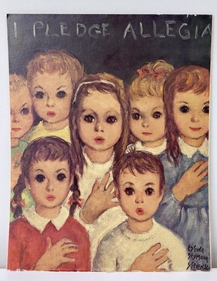 Vintage Esther Seymour Stevenson I Pledge Allegiance Art Print Big Eye Style