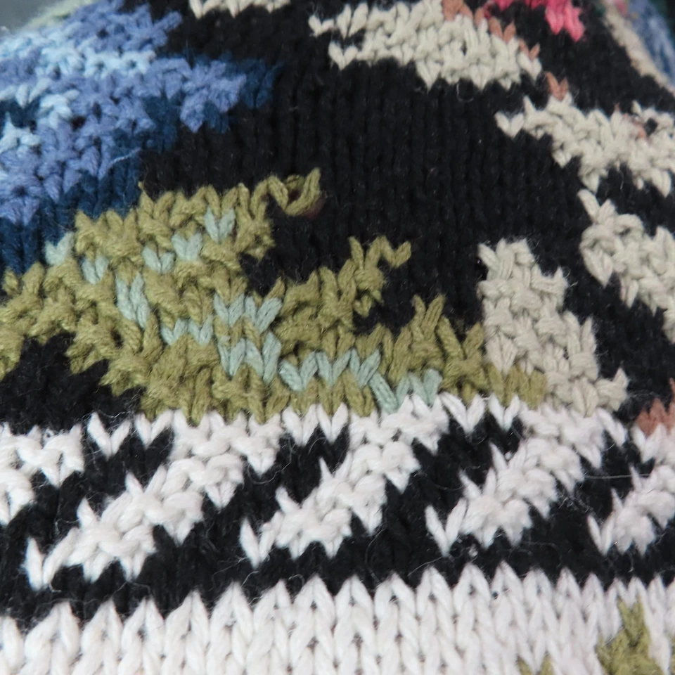 Suéter Vintage Crystal-Kobe Mujer Grande Negro Floral Ramie Algodón Cabaña Años 90 Foto 4 de 4