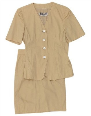 MARELLA Womens Short Sleeve 2 Piece Skirt Set UK 10 Small W26 Beige DV11