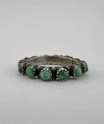 Vtg Zuni Sterling Silver Snake Eye Turquoise Cluster Eternity Women's Ring