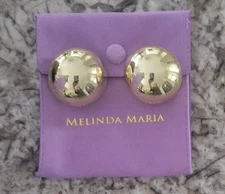 Melinda Maria She's So Smooth Mama Button XL Dome Earrings Gold  New Gift Pouch!