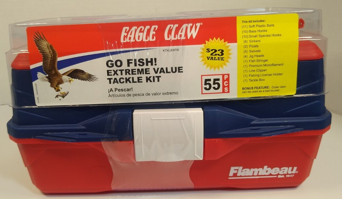 eagle claw tackle box Eagle Claw Go Fish Extreme Value Tackle Box Kit with Assorted Tackle